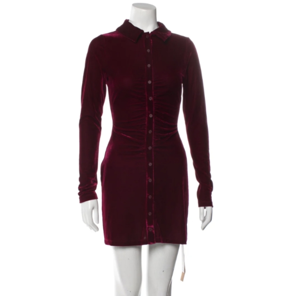 Velvet Button Down Mini Holiday Dress